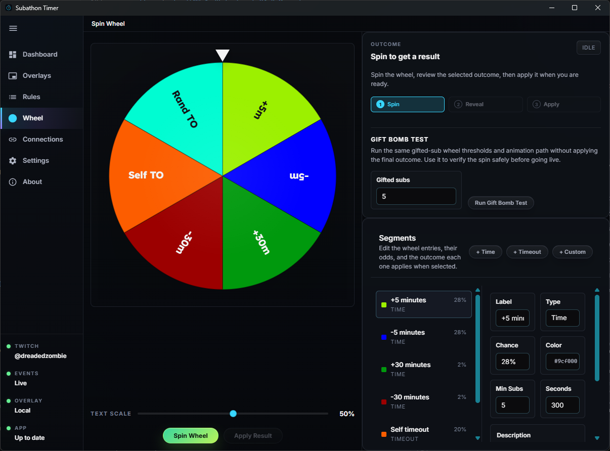 subathon-timer screenshot 3: wheel