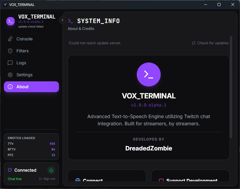 vox-terminal screenshot 4: about